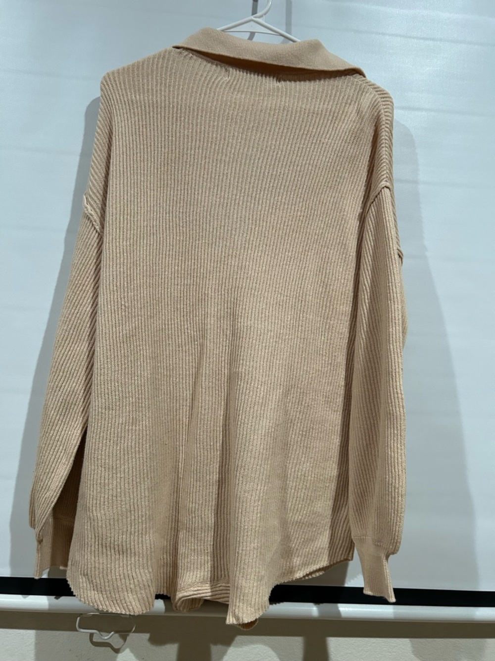 Free People Cream Ribbed Button-Down Pullover - Picture 7 of 9